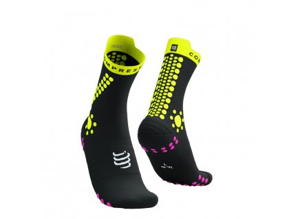 pro racing socks v4 0 trail black safe yellow neo pink t2