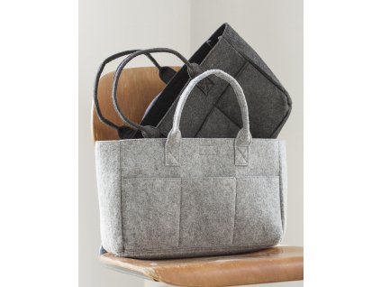 Velká plstěna nákupní taška s kapsami (Velikost One Size, Barva Grey Melange)
