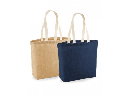 Nelaminovaná jutová taška Shopper (Barva Navy/Natural, Velikost One Size)
