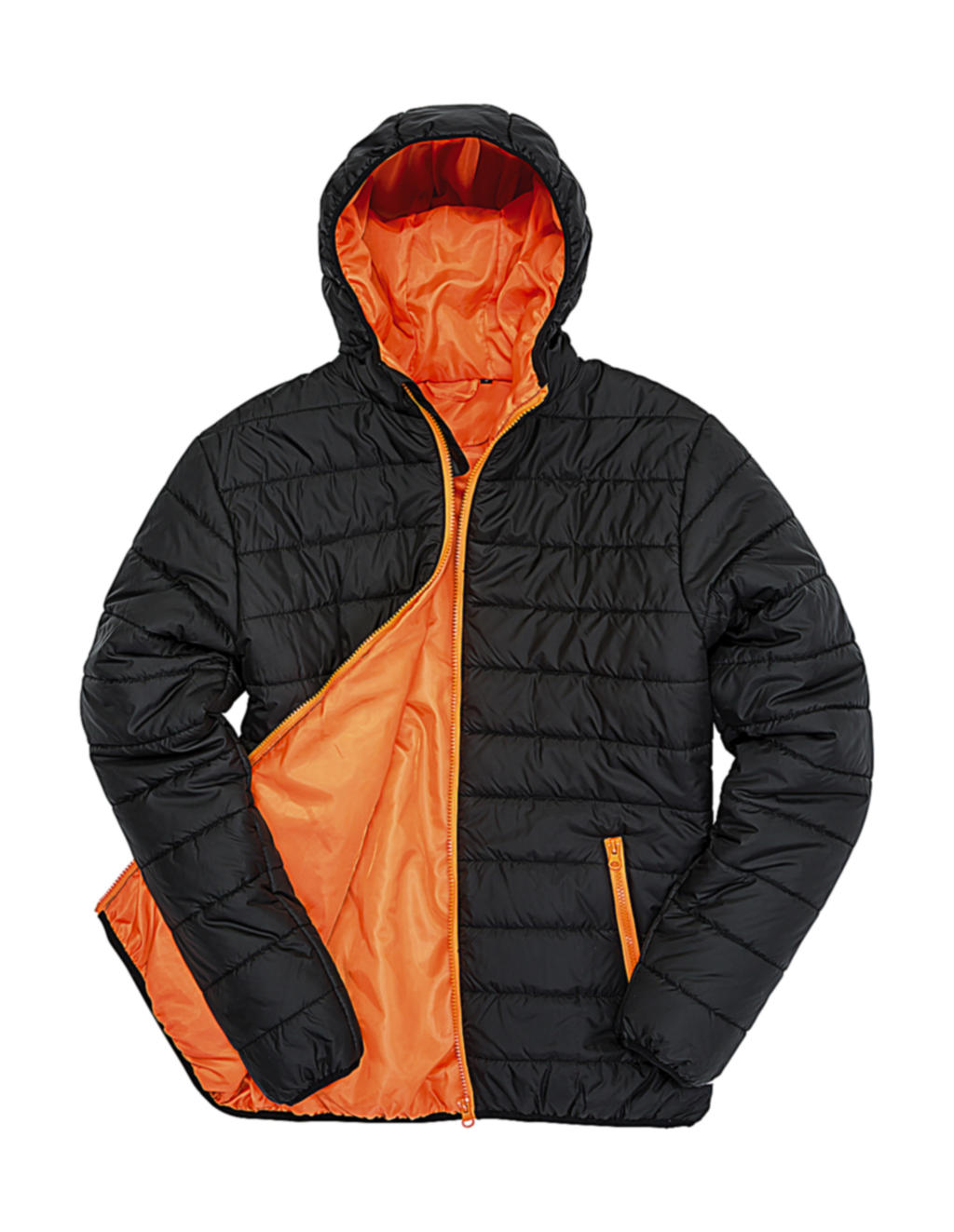 Pánská polstrovaná bunda Result s kapucí Velikost: L, Barva: Black/Orange