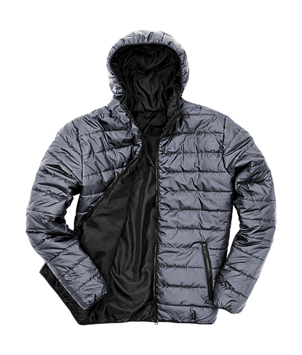 Pánská polstrovaná bunda Result s kapucí Velikost: XS, Barva: Frost Grey/Black