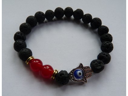 5819 bezdoteku damsky naramek hamsa stribrny s lavovymi kameny