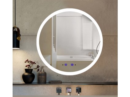 Nemlžící koupelnové zrcadlo kulaté s LED osvětlením 60x60 cm KZ3