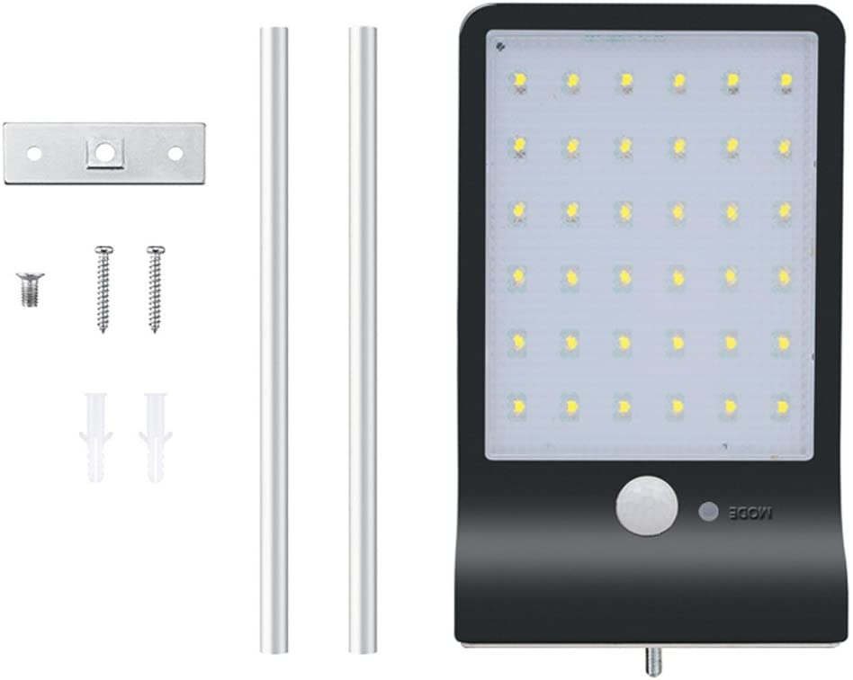 Bezdoteku LEDSolar 36 nástěnná lampa s vysunutím černá, se sensorem, bezdrátové, 2,5 W, studená barva