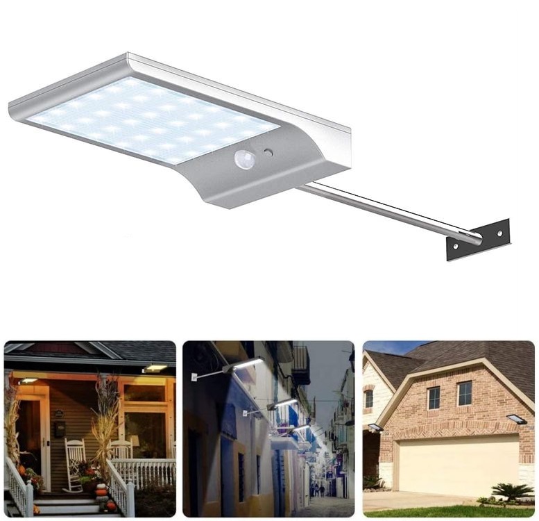 Bezdoteku LEDSolar 36 nástenná lampa s vysunutím biela, sa senzorom, bezdrôtové, 2,5 W, studená farba