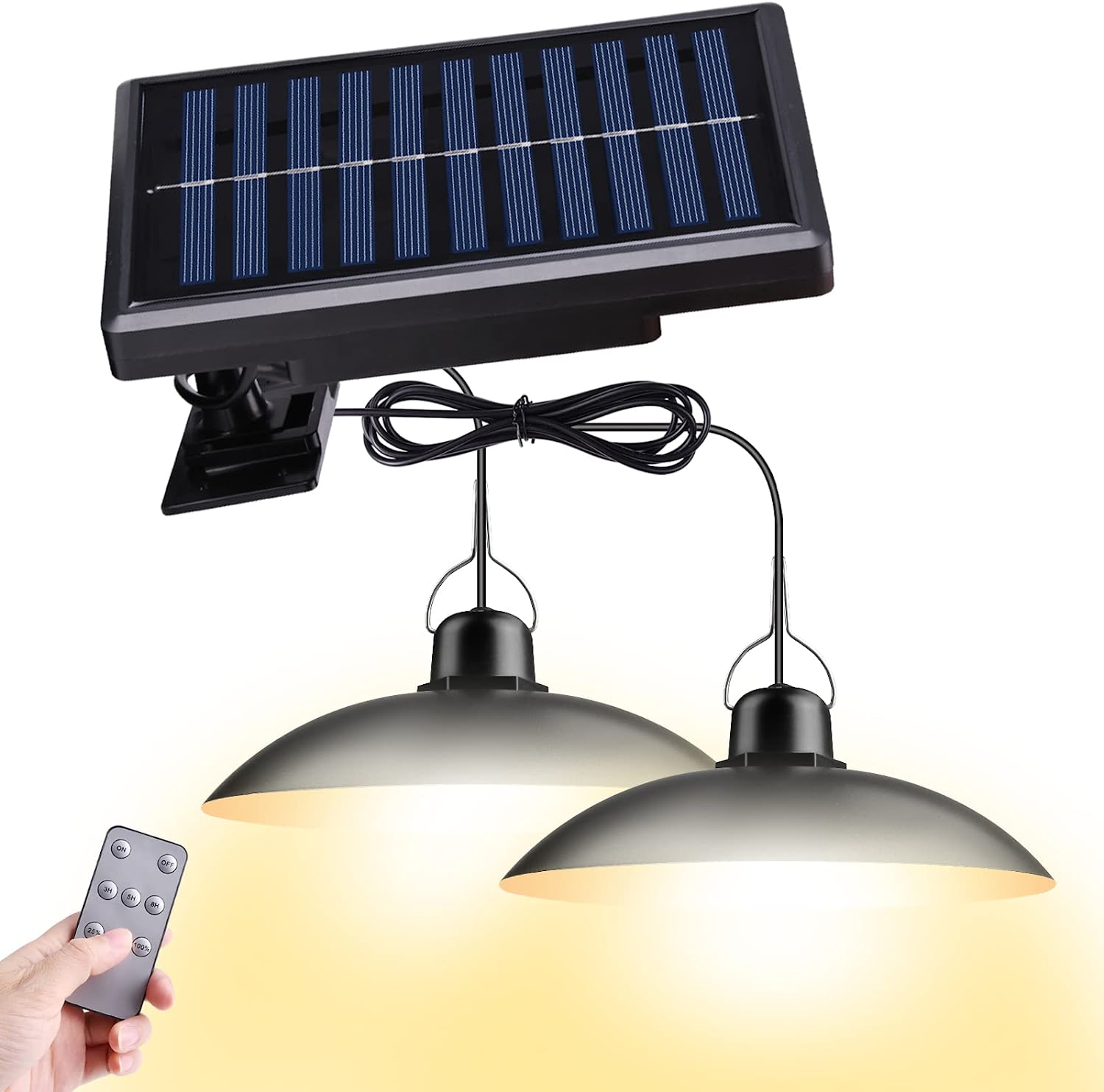 Bezdoteku LEDSolar DUO solárne závesné lampy na záhradu s diaľkovým ovládaním, iPRO, 8W, teplé svetlo