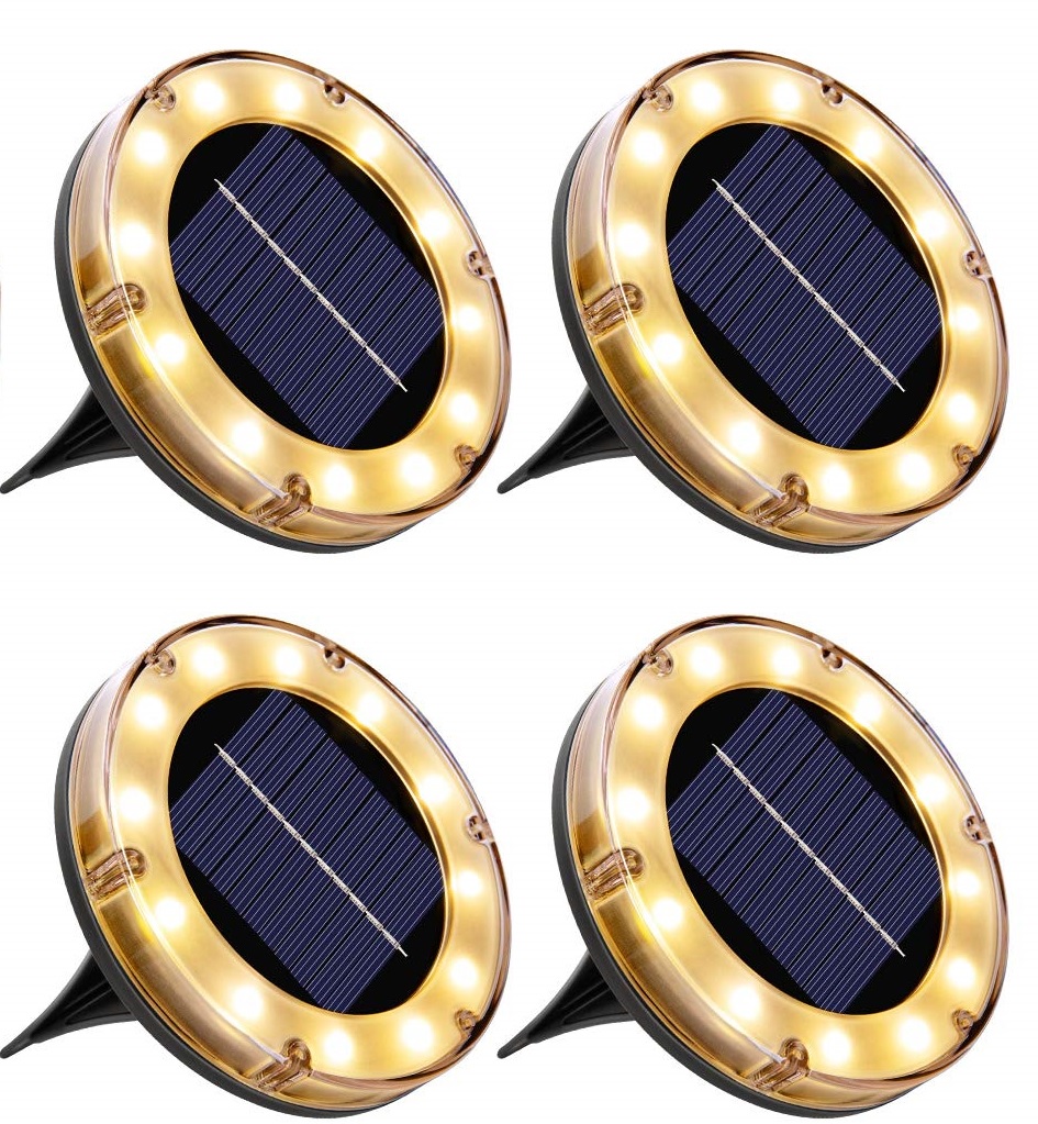 Bezdoteku LEDsolar vonkajšie svetlo na zapichnutie do zeme ABS 4 ks, 12 LED, bezdrôtové, iPRO, 1W, teplá farba