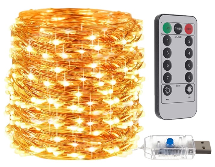 Bezdoteku LEDSolar 300 Vianočná reťaz 30m USB s háčikmi, 300 LED, diaľkové ovládanie, teplá biela