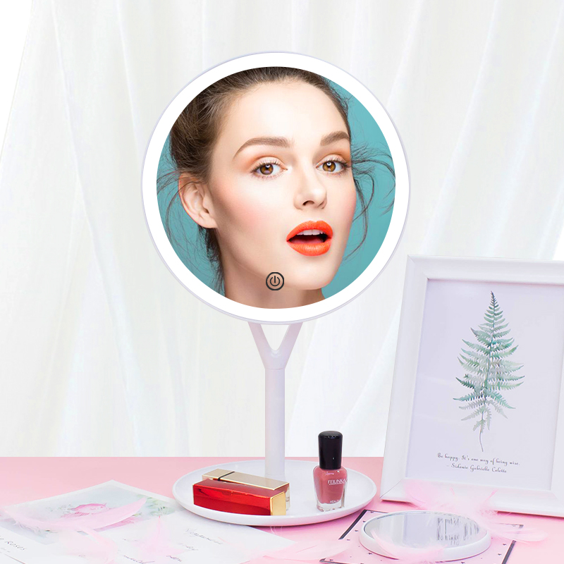 Bezdoteku LED kozmetické make-up zrkadlo Ypsilon okrúhle nabíjacie ružové