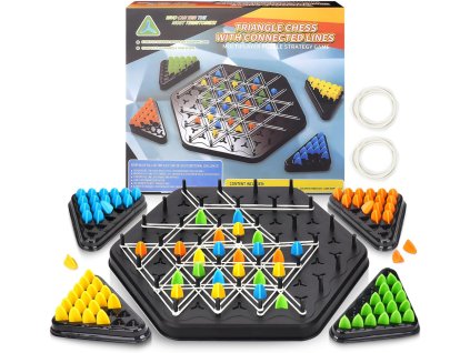 Chain Geometry logická desková hra pro 2 až 4 hráče strategická stolní hra s gumičkami