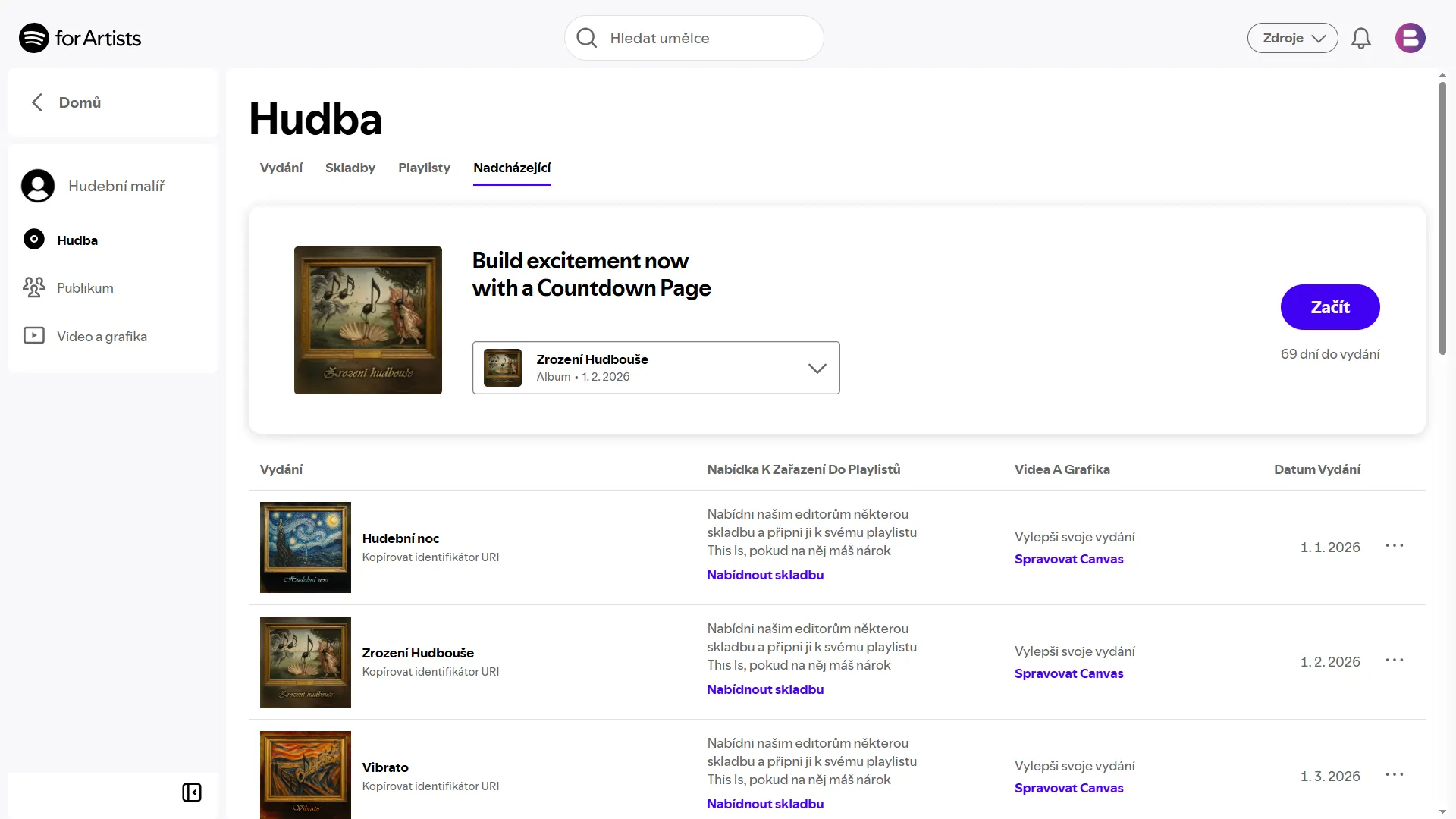Spotify Countdown Page – náhled 2