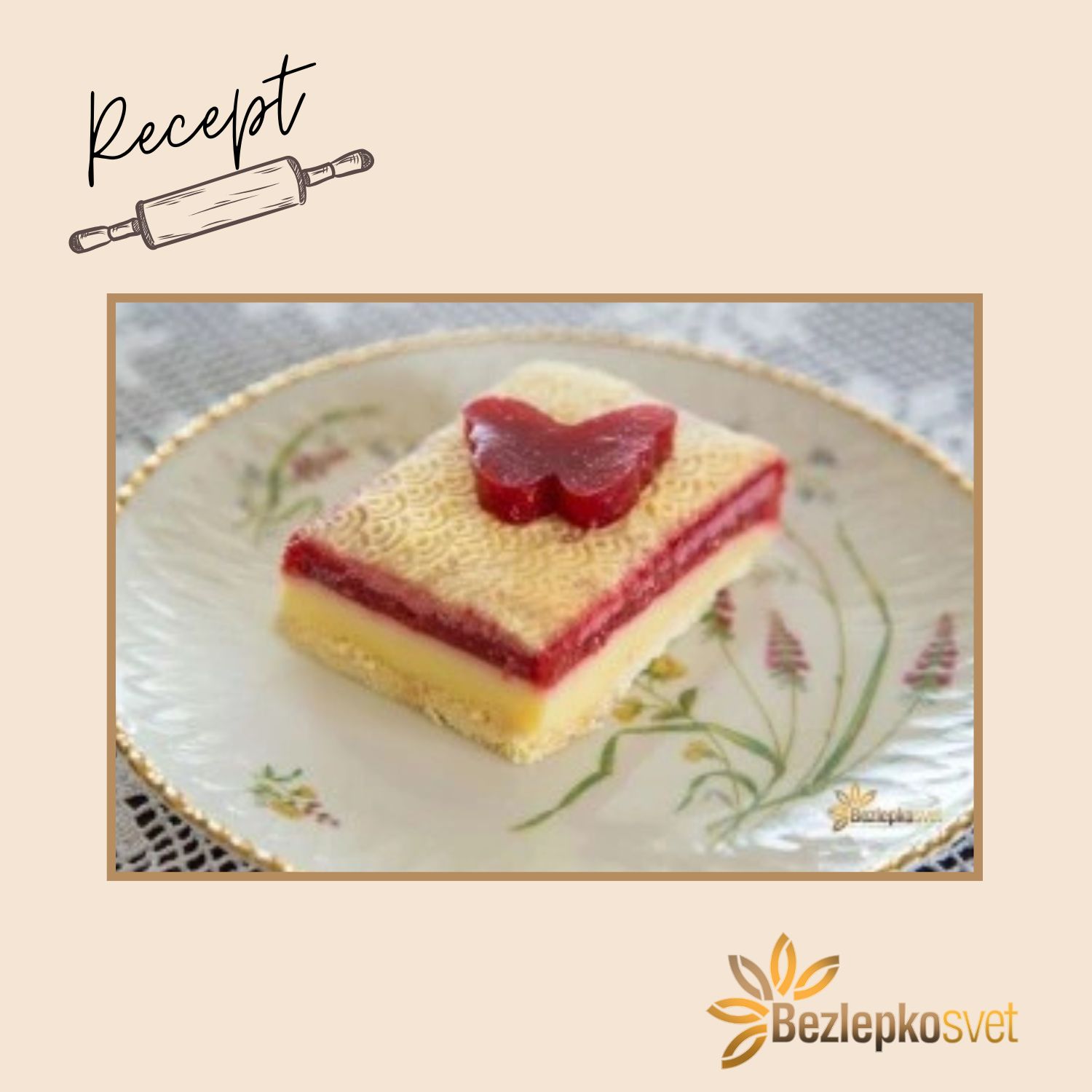 Nepečené zákusky s malinovým želé.