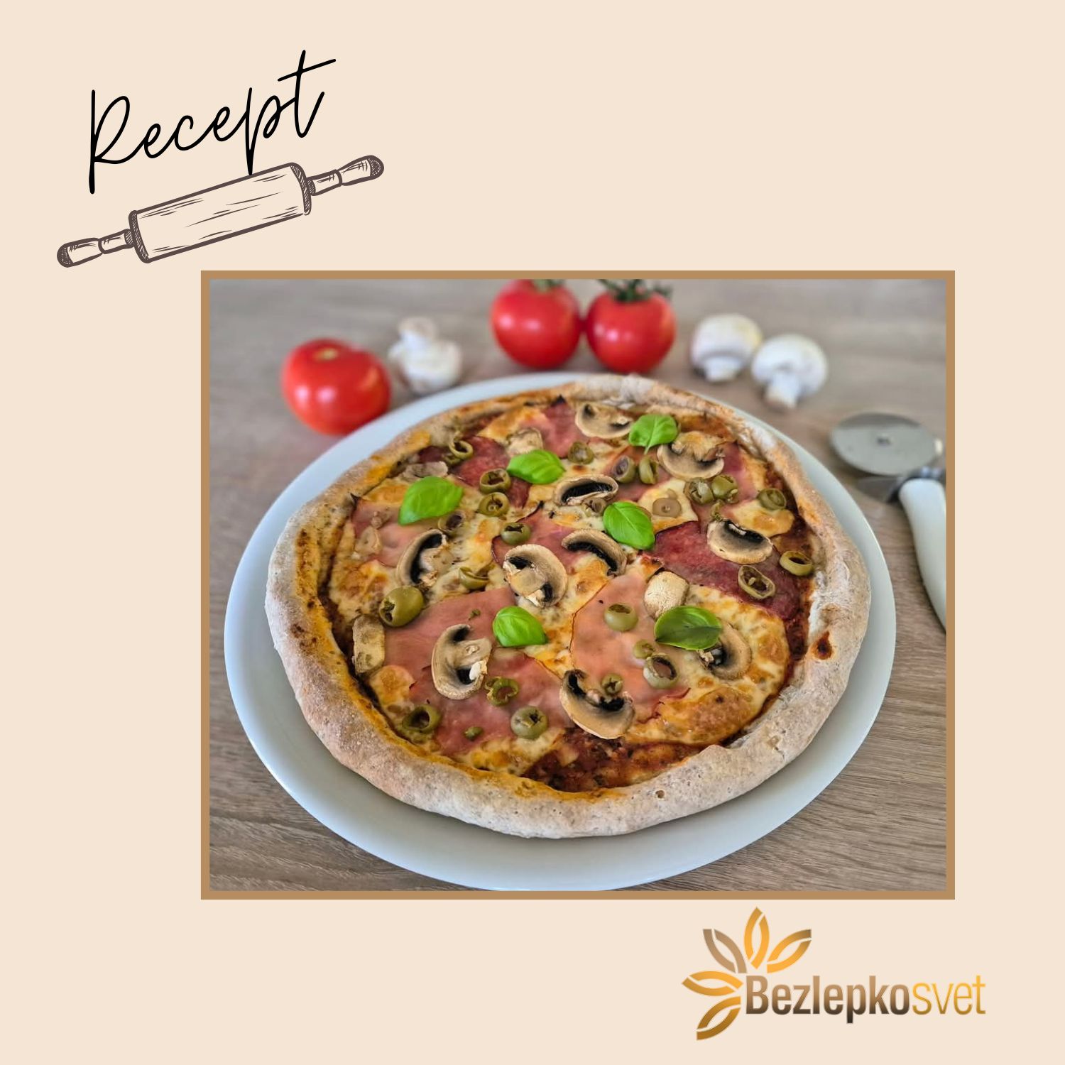 PIZZA so šunkou, šampiňónmi a olivami