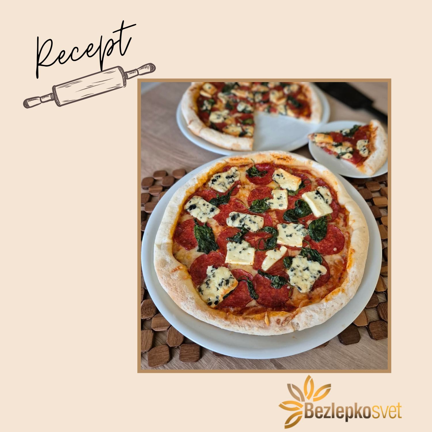 PIZZA SO SALÁMOU, NIVOU A ŠPENÁTOM