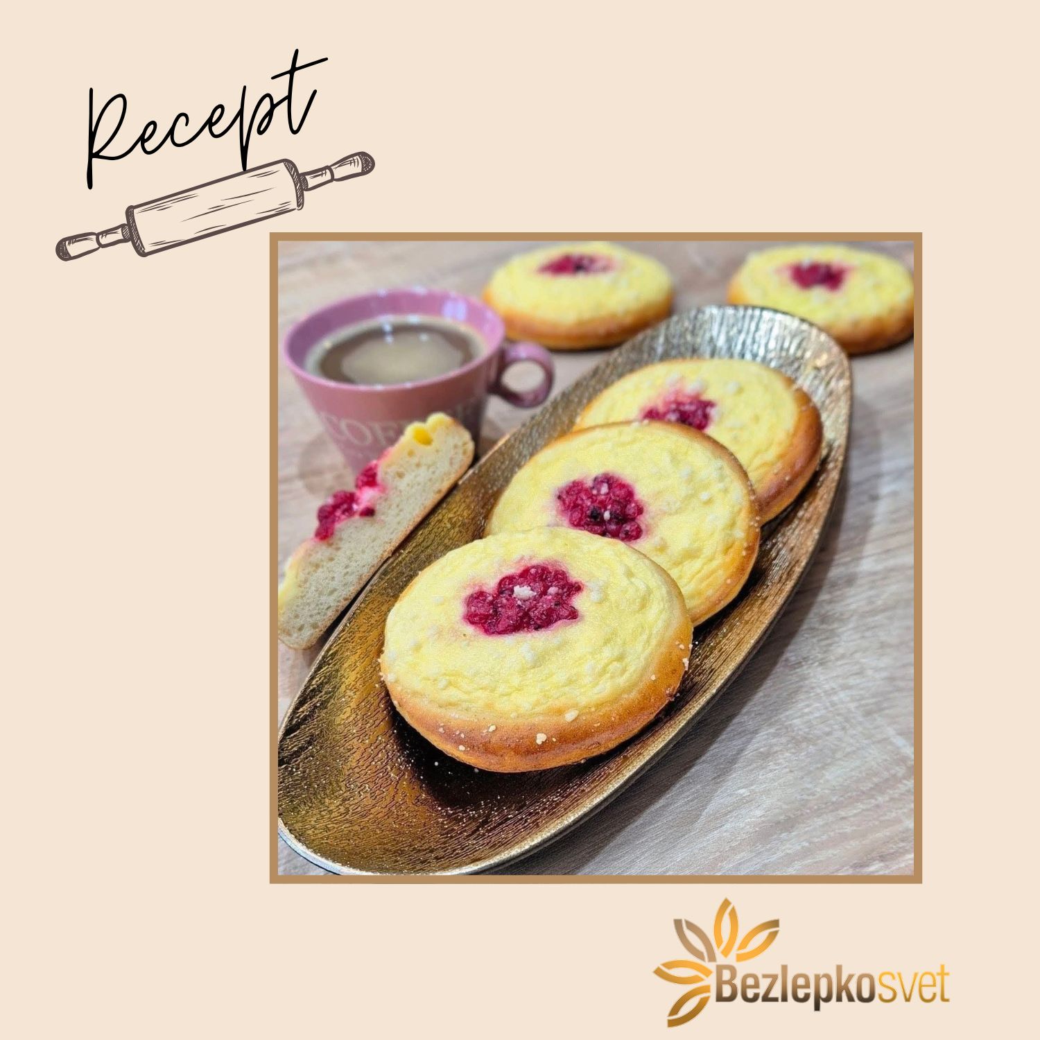 MORAVSKÉ KOLÁČE S VANILKOVO - TVAROHOVOU NÁPLŇOU A RÍBEZĽAMI