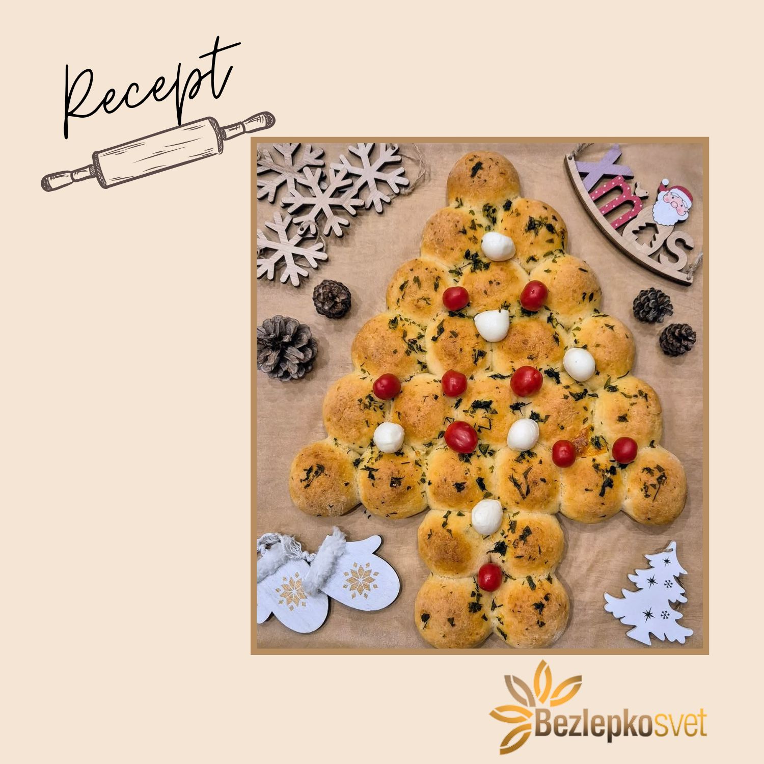 VIANOČNÝ STROMČEK PLNENÝ MOZZARELLOU