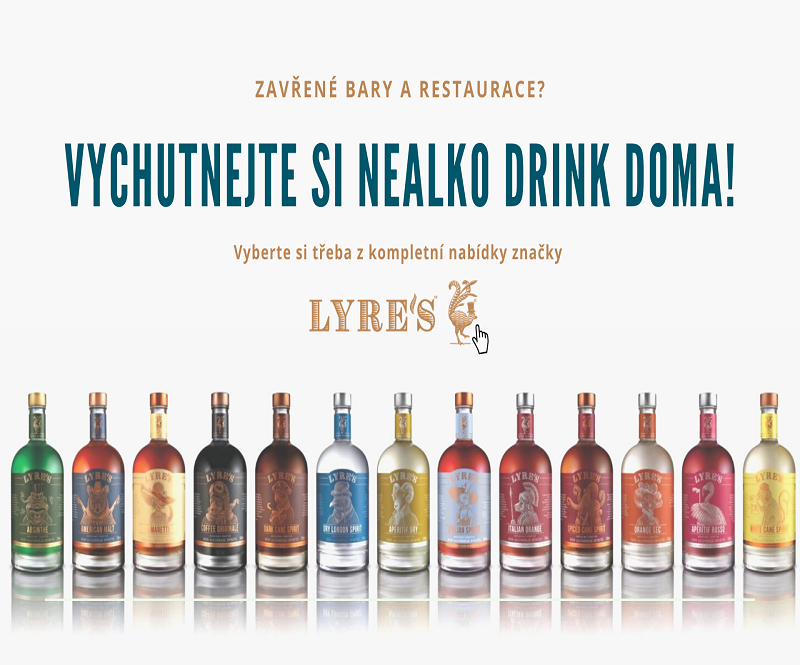 Zavřené bary? U nás žádný problém. Objednejte si oblíbené nealkoholické destiláty od značky Lyre's až domu.