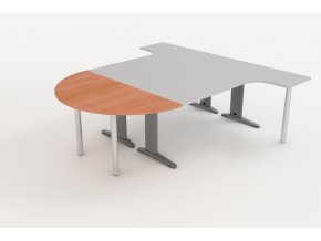 Přístavný jednací stůl s kovovou nohou 75x150 1/2 kruh