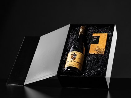 Luxusní dárkový box s červeným vínem Châteauneuf du Pape a hořkou čokoládou od Bezva Bedny.cz