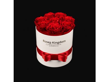 Box z růží MINI červené v bílém boxu