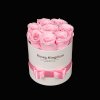 Box z růží MINI růžová v bílém boxu