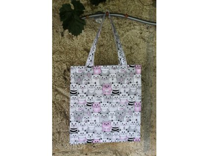 plátěná taška kočky růžová
