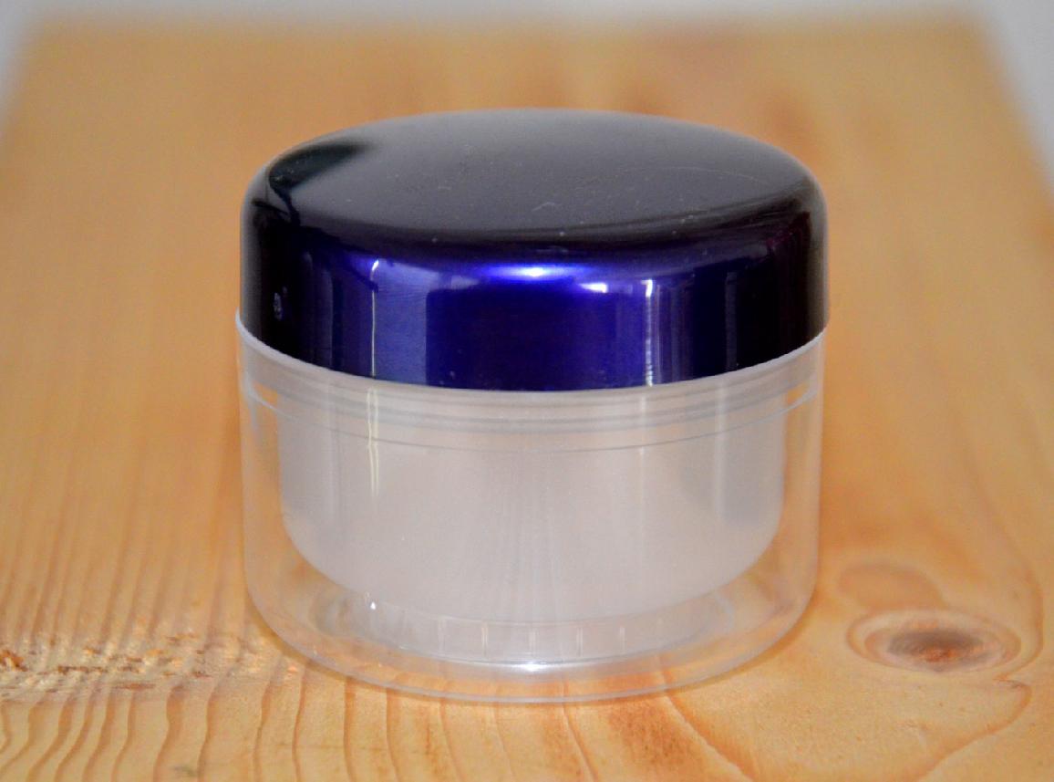 Kosmetická dóza/kelímek PENY dvouplášťová 30 ml - víčko fialová perleť