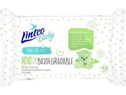 Vlhčené ubrousky LINTEO BABY BIODEGRADABLE 48ks