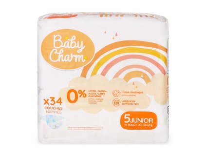 Plenky Baby Charm Super Dry Flex vel. 5 Junior, 11 - 16 kg, 34 ks