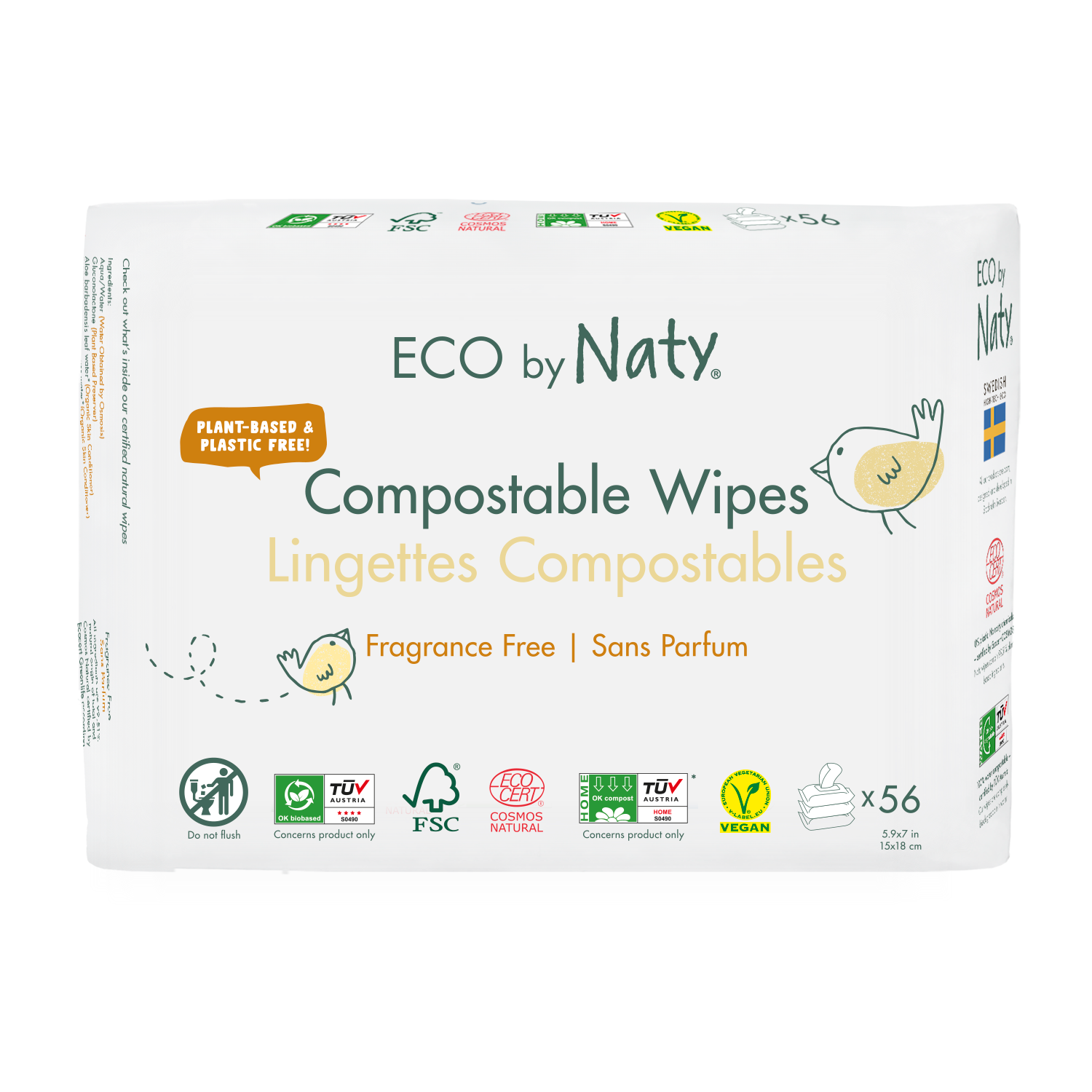 Eco Naty ECO vlhčené ubrousky Naty bez vůně - pro citlivou pokožku - výhodné balení (3 x 56 ks)