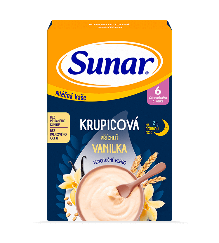 Levně Sunar Mléčná kaše na dobrou noc krupicová vanilková 225 g