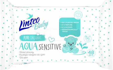 Dětské vlhčené ubrousky Linteo Baby AQUA SENSITIVE – 48 ks