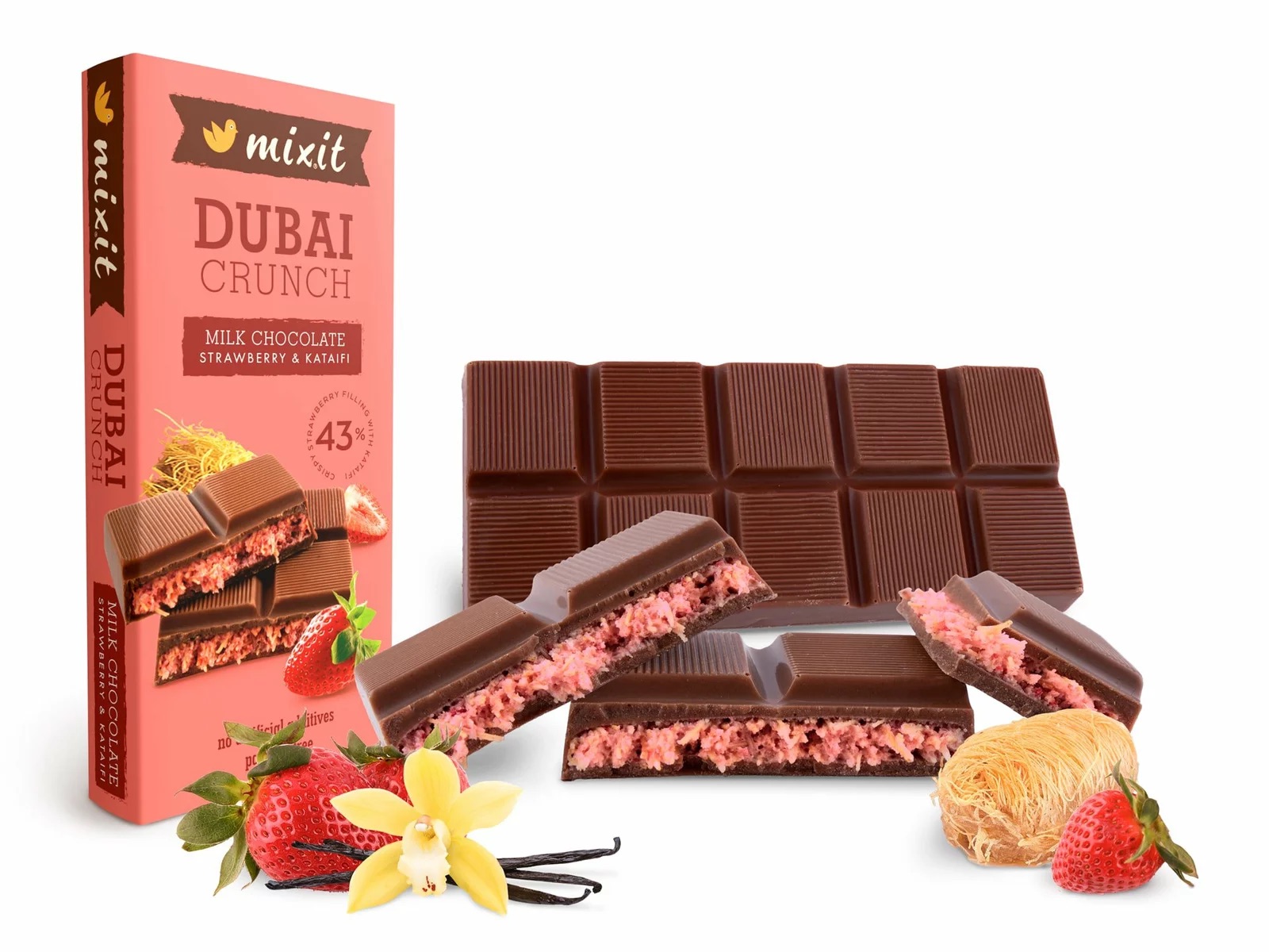Levně Mix.it Dubajská čokoláda Mixit s jahodovou náplní EXP : 12.5/2026