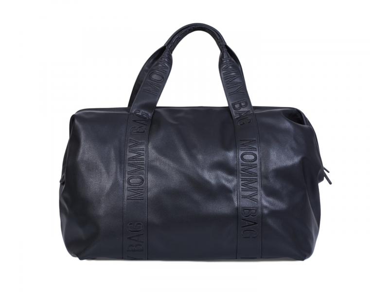 Levně CHILDHOME PŘEBALOVACÍ TAŠKA MOMMY BAG SIGNATURE VEGAN LEATHER BLACK
