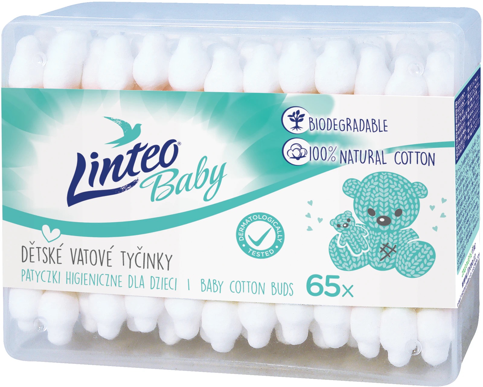 Levně Linteo Baby dětské vatové tyčinky, 65 ks
