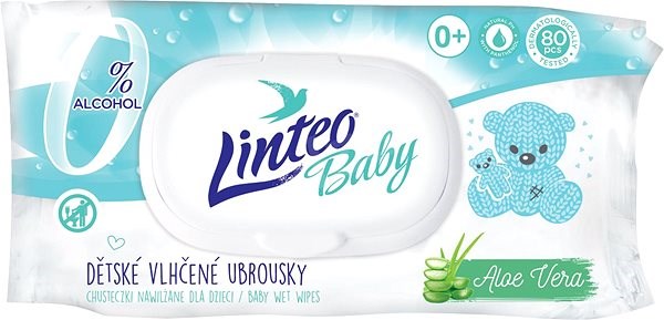 Vlhčené ubrousky Linteo Baby s Aloe Vera, 80 ks