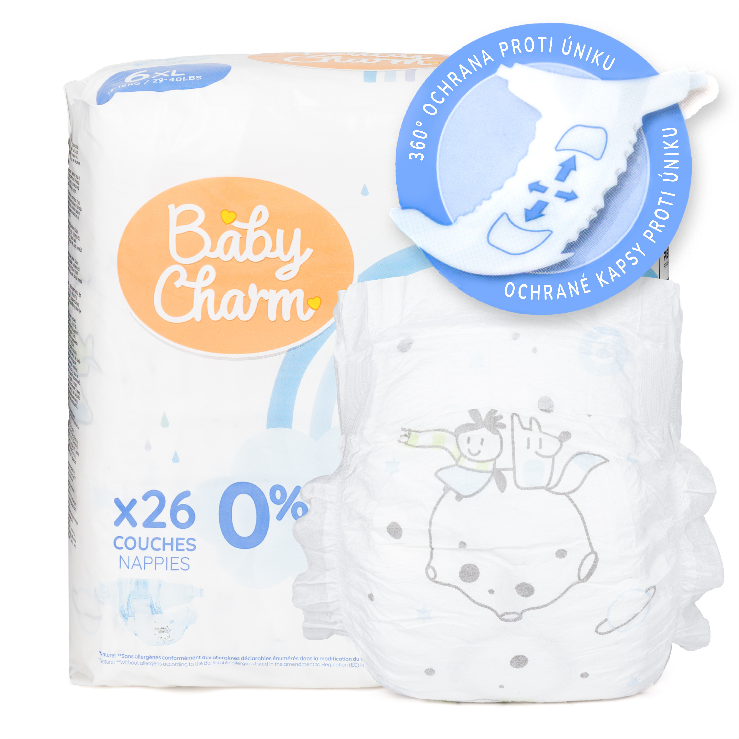 Levně Baby Charm Premium Super Dry Flex vel. 6 XL, 13-18 kg, 26 ks