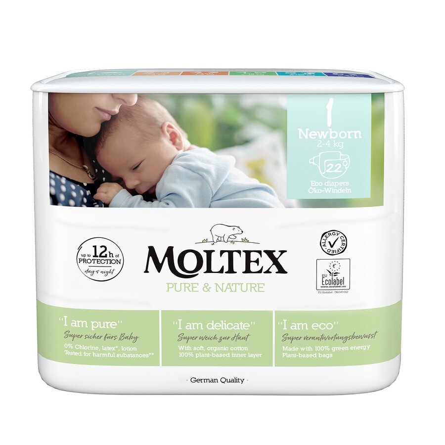 Levně Plenky Moltex Pure & Nature Newborn 2 - 4 kg (22 ks)