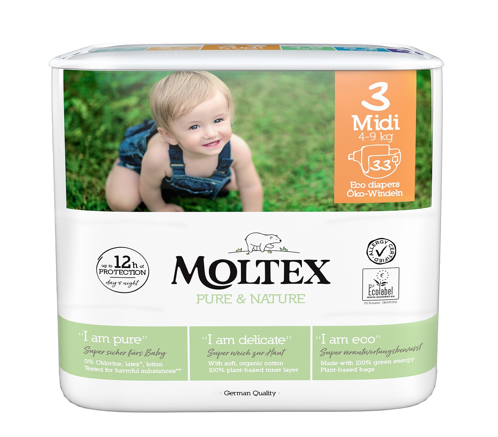 Levně Plenky Moltex Pure & Nature Midi 4 - 9 kg (33 ks)