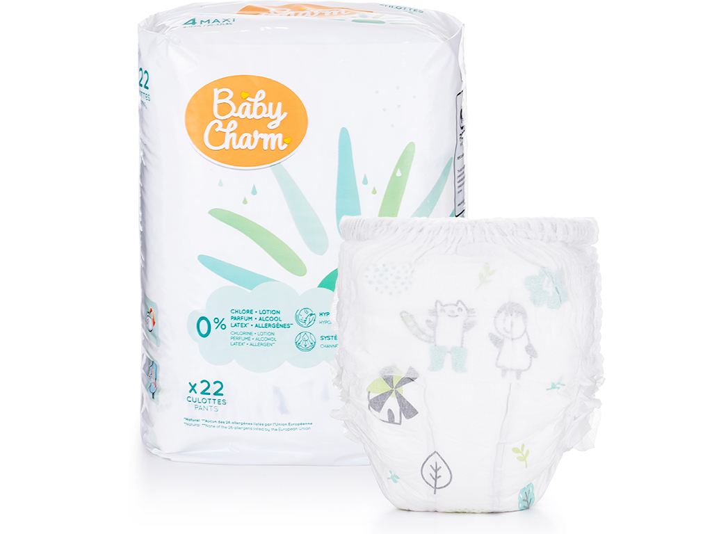 Plenky Baby Charm Super Dry PANT vel. 4 Maxi, 9 - 15 kg, 22 ks