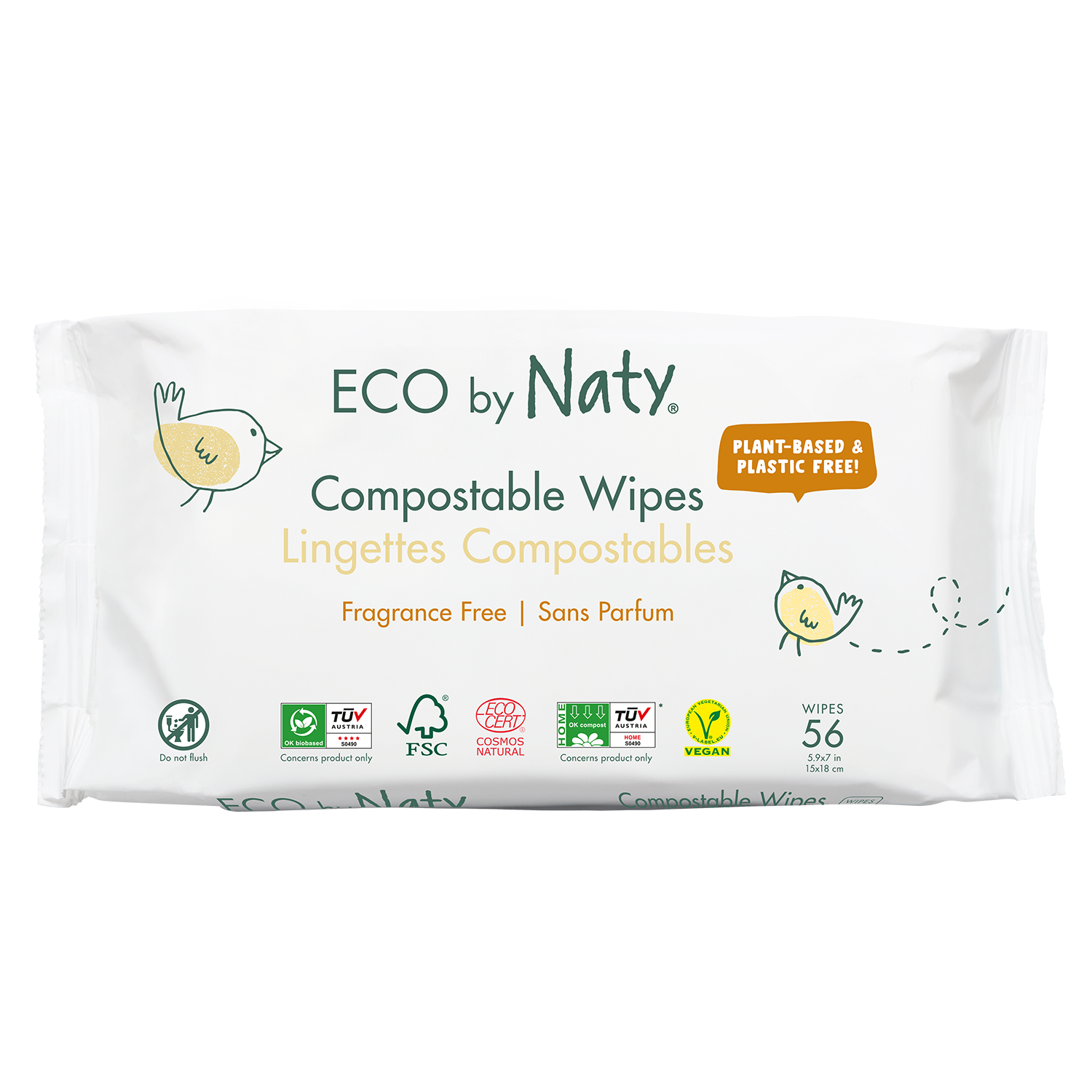 Eco Naty ECO vlhčené ubrousky Naty bez vůně - pro citlivou pokožku (56 ks)