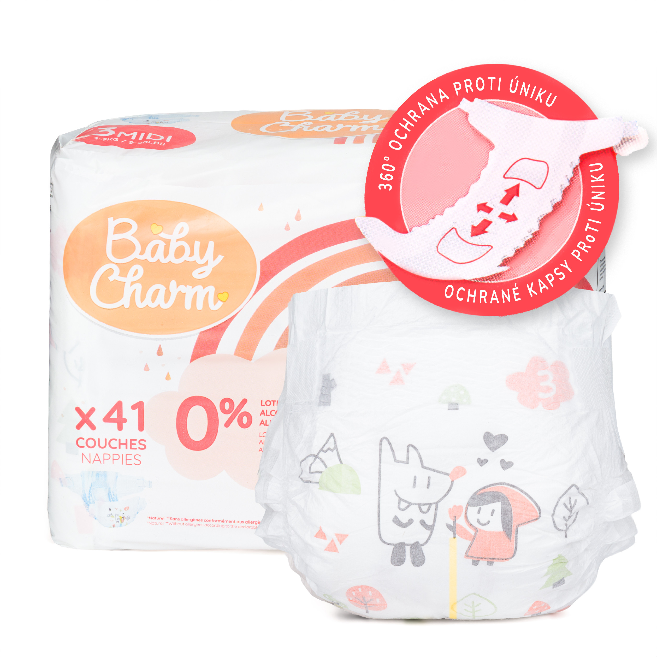Levně Baby Charm Premium Super Dry Flex vel. 3 Midi, 4-9 kg, 41 ks