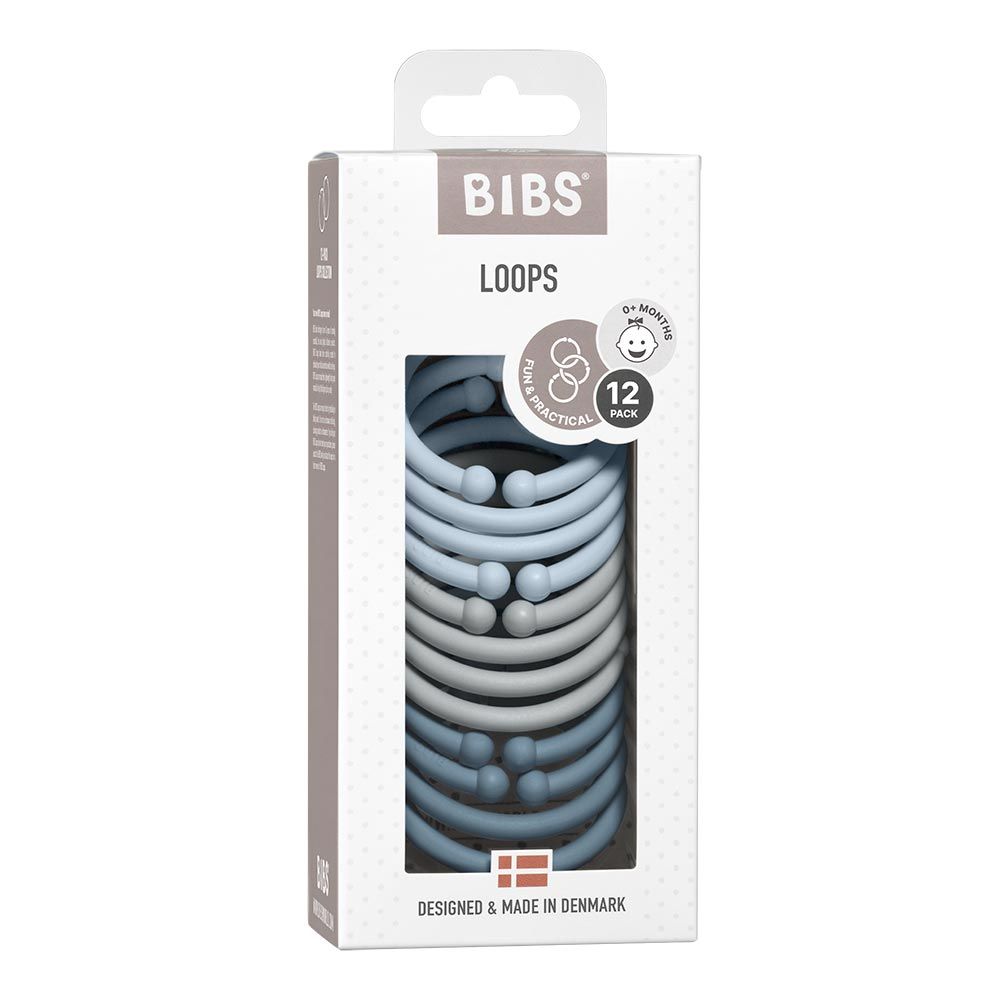 Levně BIBS Loops kroužky 12 ks - Baby Blue / Cloud / Petrol
