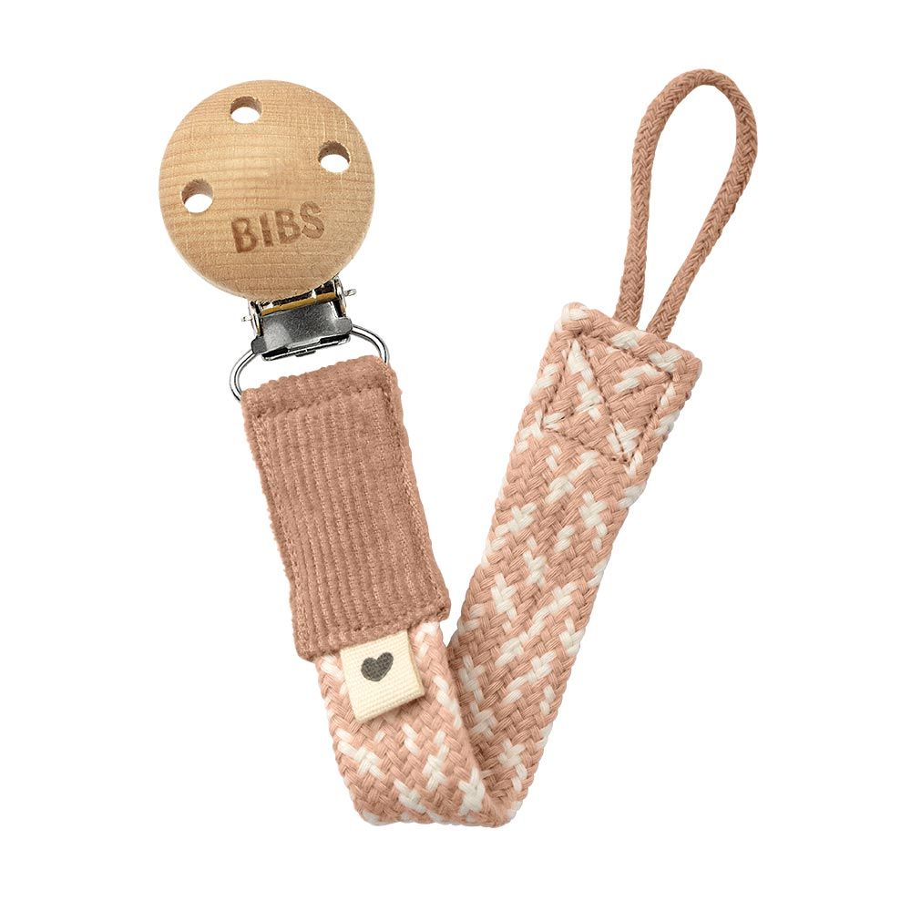 Levně BIBS Paci Braid klip na dudlík - BLUSH + IVORY