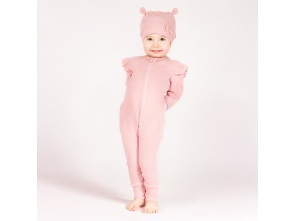 pajac niemowlecy prazek pudrowy roz nelly 56 86