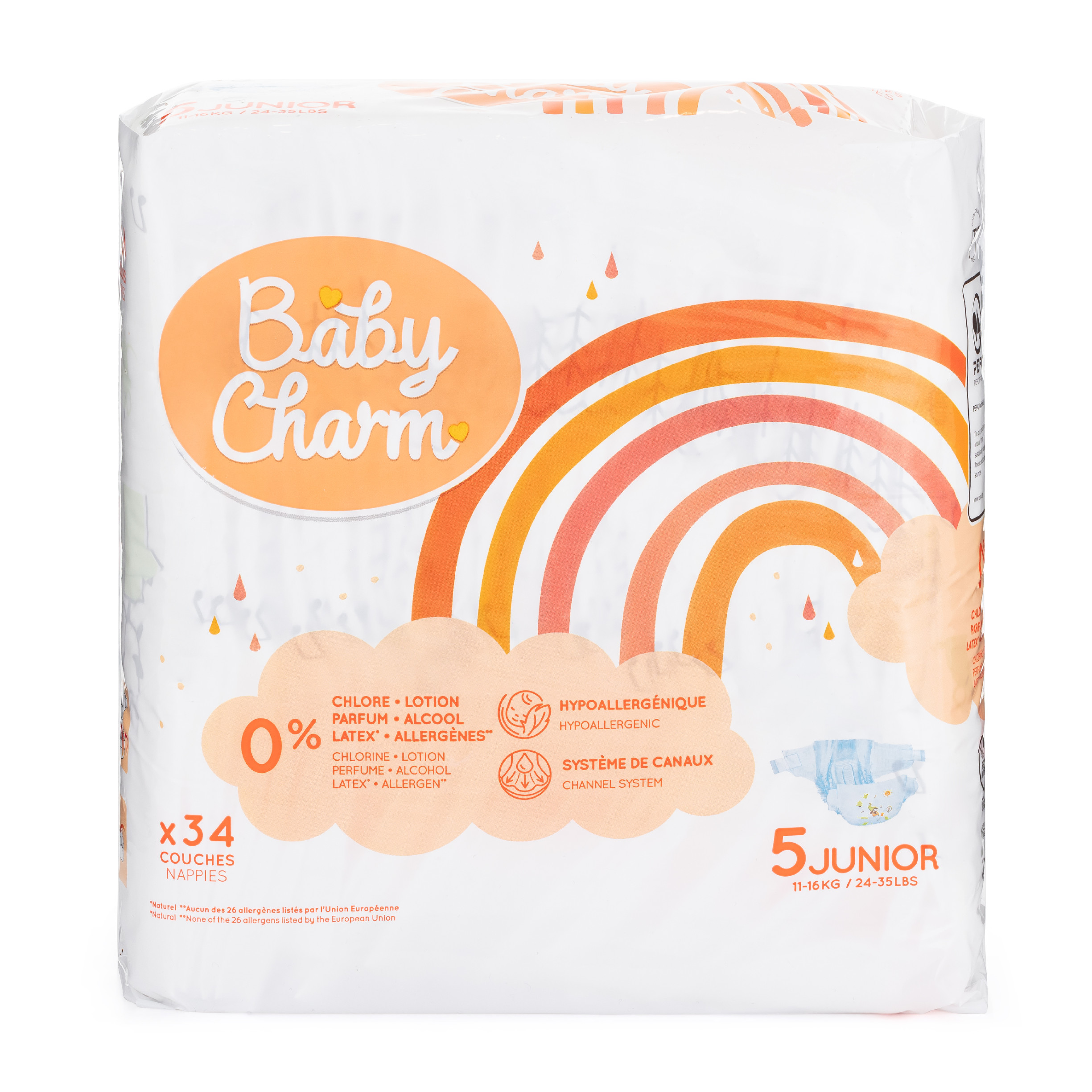 Baby Charm Super Dry Flex vel.5 Junior 11 - 16 kg, 34 ks