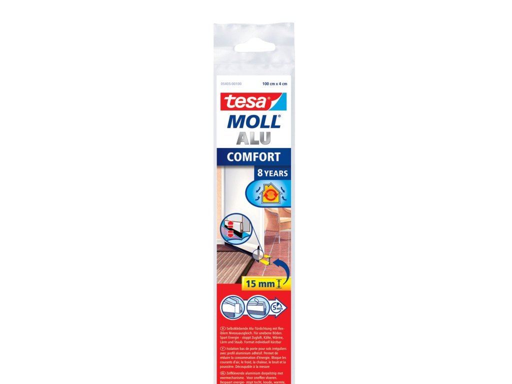 1587 tesamoll kartacova alu lista pod dvere na nerovne podlahy zasunovaci bila 1m x 1 5mm