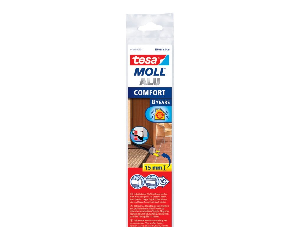 1590 tesamoll kartacova alu lista pod dvere na nerovne podlahy zasunovaci hneda 1m x 1 5mm
