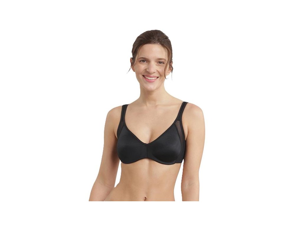 DIM GENEROUS MINIMIZER BRA - Dámská zmenšující podprsenka s kosticemi - černá (Velikost 75 C)
