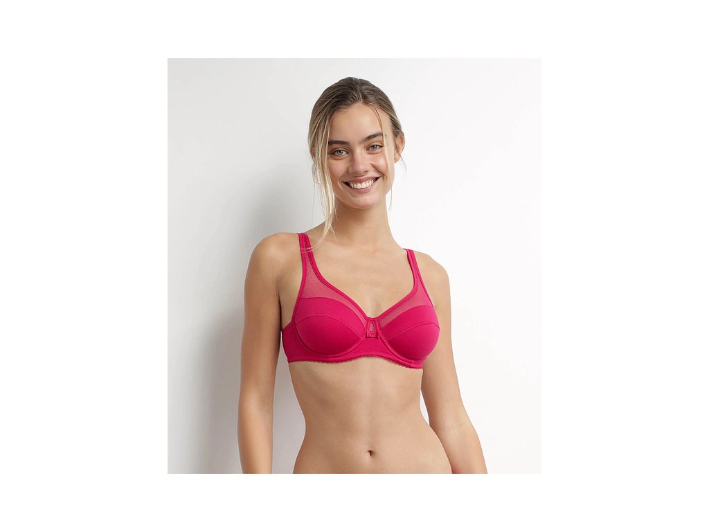 DIM GENEROUS COTTON BIO BRA - Dámská podprsenka z bio bavlny - červená (Velikost 75 D)